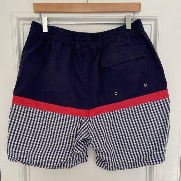 Brooks Brother Navy Blue White Red Gingham Nautical Classic Swim Trunks Shorts - Picture 6 of 13